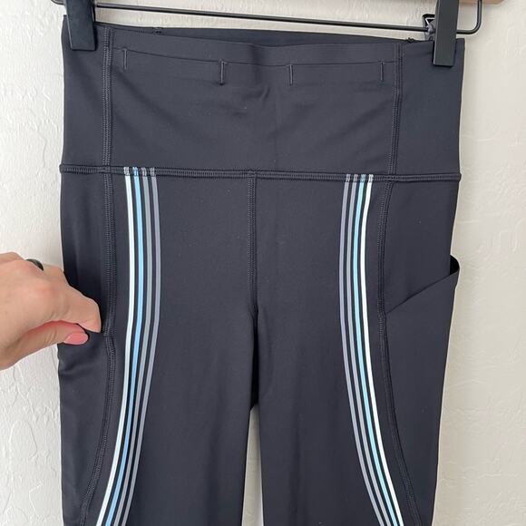 Lululemon speed light tights black side stripes with pockets 4 - Picture 8 of 13